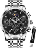 OLEVS Watch for Men Diamond Business Dress Two Tone Stainless Steel