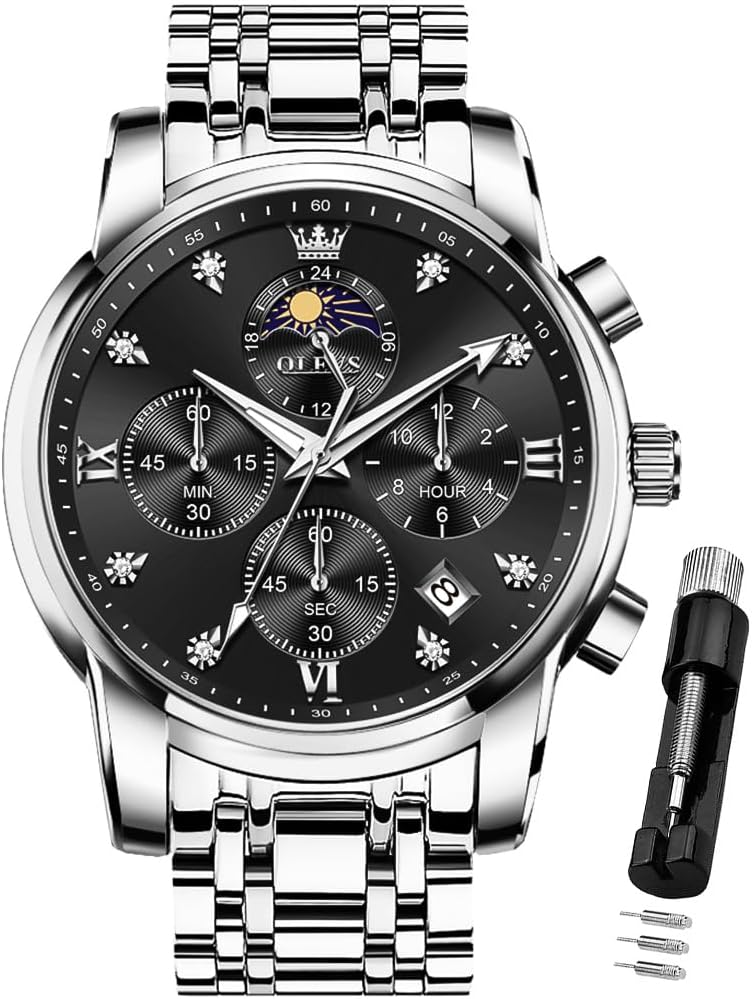 OLEVS Men's Diamond Business Dress Watch - Luxury Casual Style