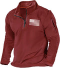 H HYFOL Men's USA Flag Graphic Pocket Pullover 1/4 Zip - Patriotic as