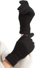 Fishers Finery Women's 100% Pure Cashmere Cable Knit Gloves - Soft