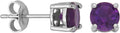 Sterling Silver Round Amethyst Birthstone Stud Earrings - Classic Look