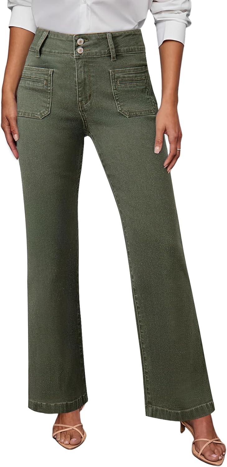 Sidefeel Women's High Waisted Wide Leg Jeans for Comfort & Style