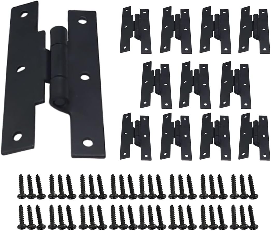 QCAA Black Steel Hinge 3/8 Offset for Cabinet Door - 12 Pack