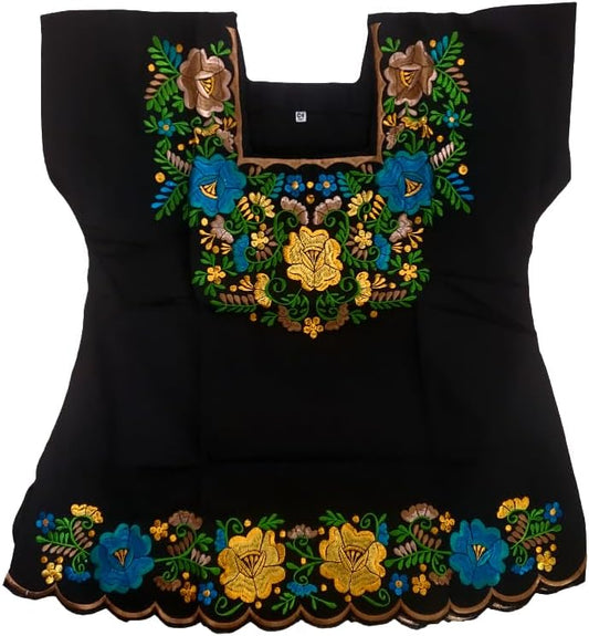 Authentic Embroidered Mexican Floral Blouse for Women