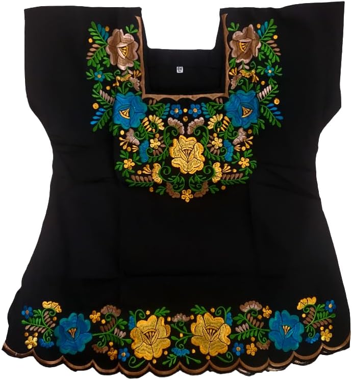 Authentic Embroidered Mexican Floral Blouse for Women