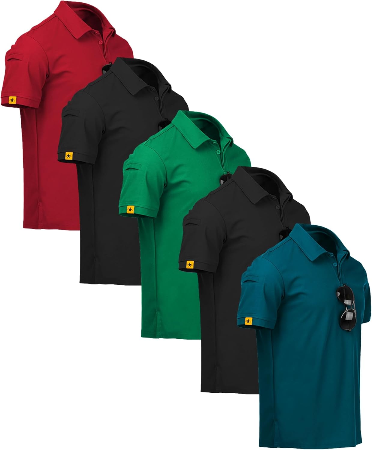 ZITY 5 Pack Mens Polo Shirt Short Sleeve for Sports and Golf