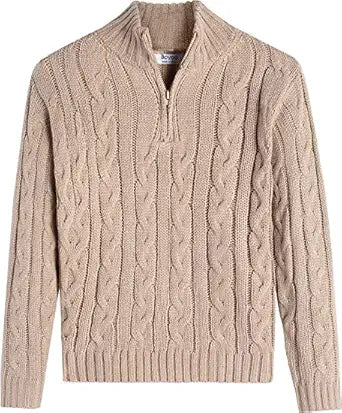 Boyoo Boy's Cable Knitted Sweater Half Zip Lightweight Casual