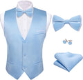 Barry.Wang Mens Suit Vest Bow Tie Set 4PCS - Slim V-neck Waistcoat