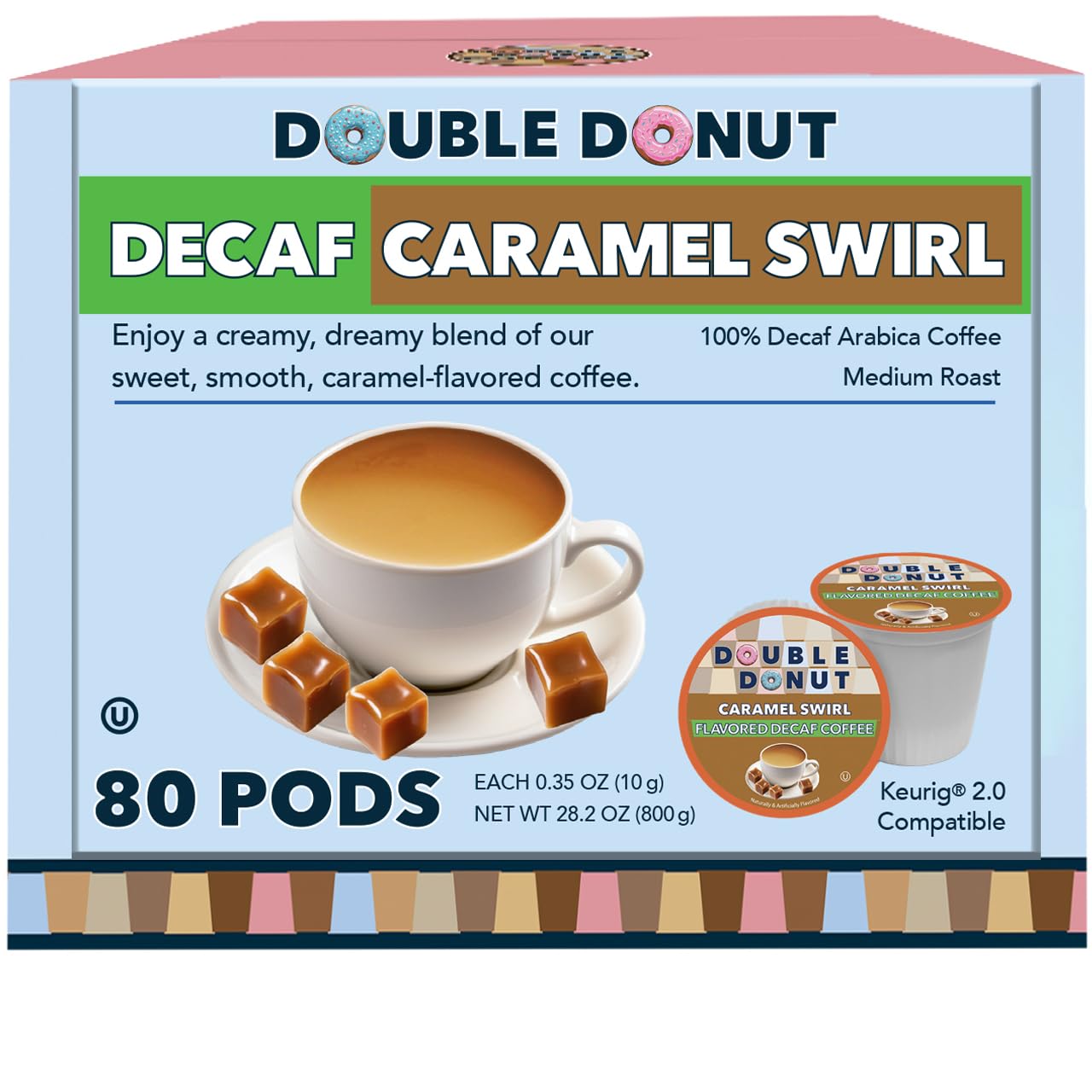 Caramel Swirl Medium Roast Decaf Coffee Pods for Keurig K Cups