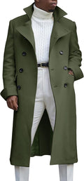 Ebifin Men's Notch Lapel Double Breasted Long Trench Coat - Classic is