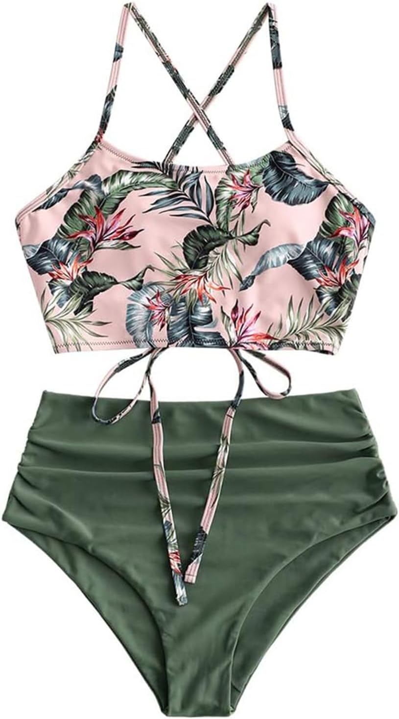 ZAFUL Women's Crisscross Ruched High Waisted Bikini Set Review