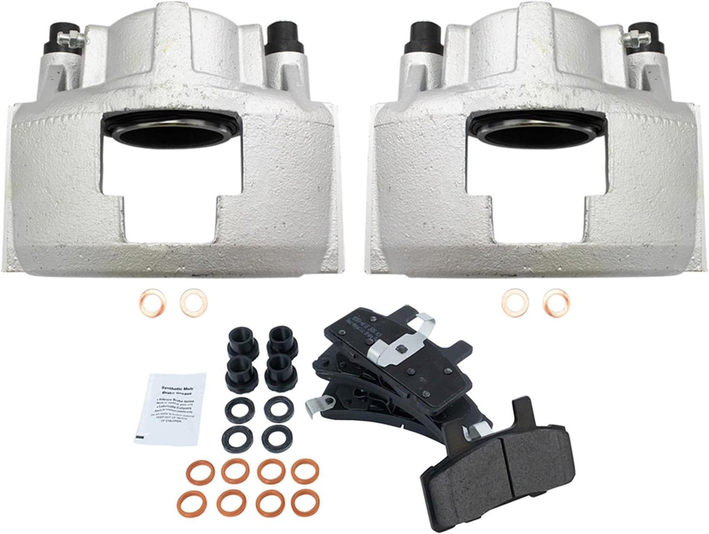 TRQ Front Brake Caliper Set with Semi-Metallic Brake Pads
