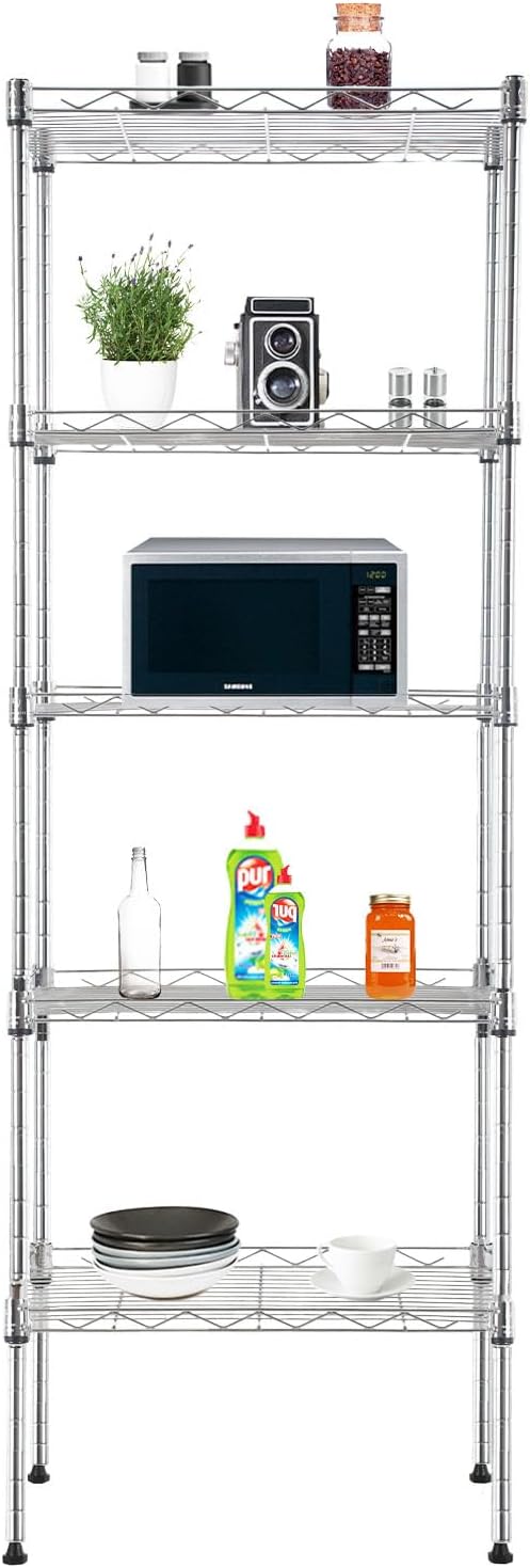 5-Tier Wire Shelf for Heavy-Duty Storage and Organization