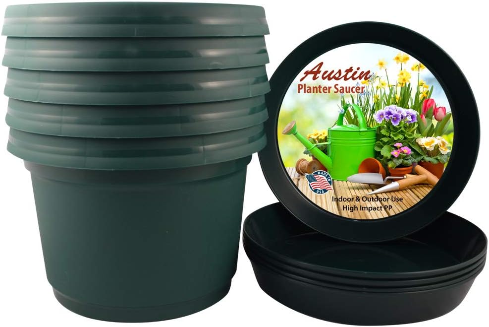12 inch Hunter Green Pots and Saucers for Seedlings and Plants
