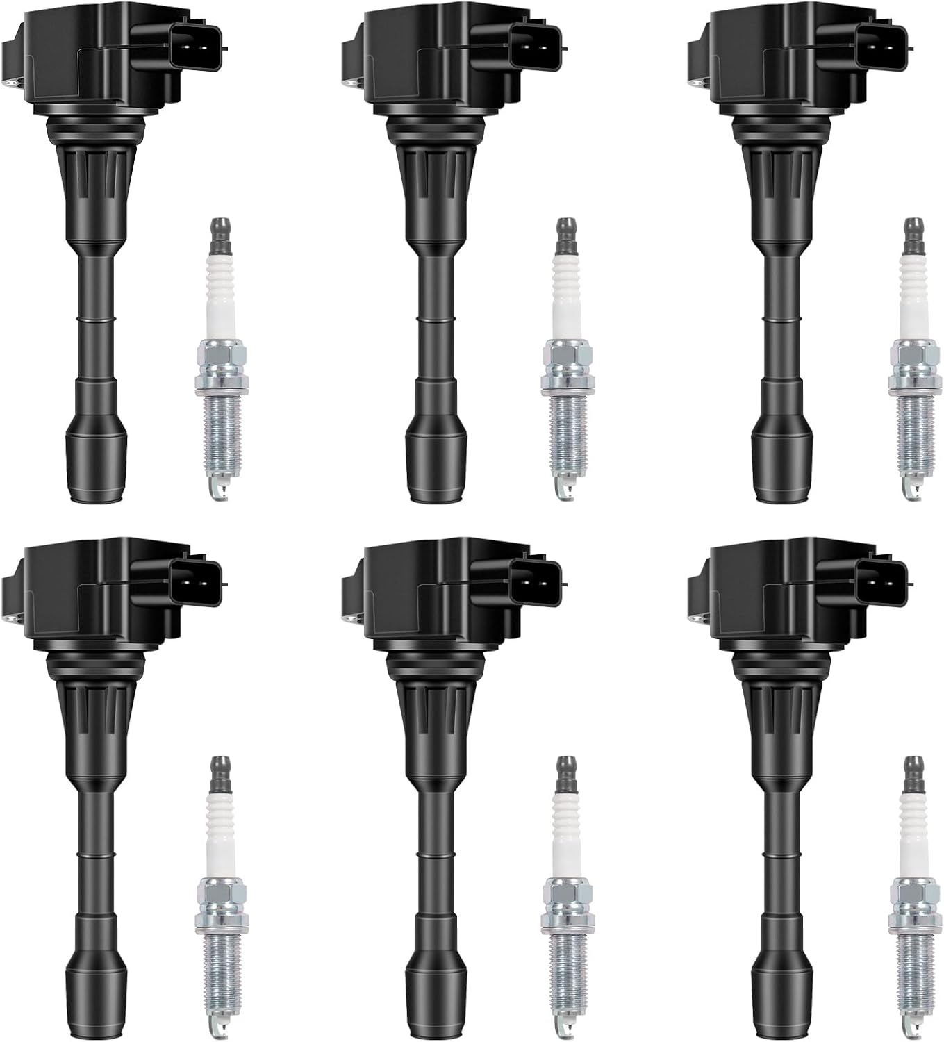 Set of 6 Ignition Coil Packs and Iridium Spark Plug for Nissan