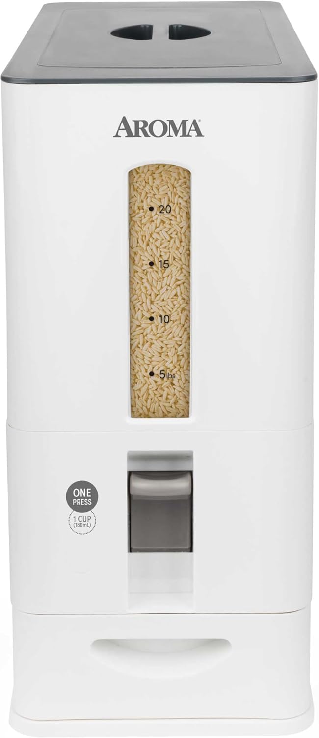Aroma Housewares 27lbs Large Rice Dispenser for Easy Storage
