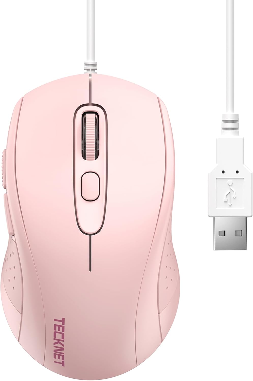 TECKNET Pink 3600DPI Wired Mouse - Ergonomic & Precise