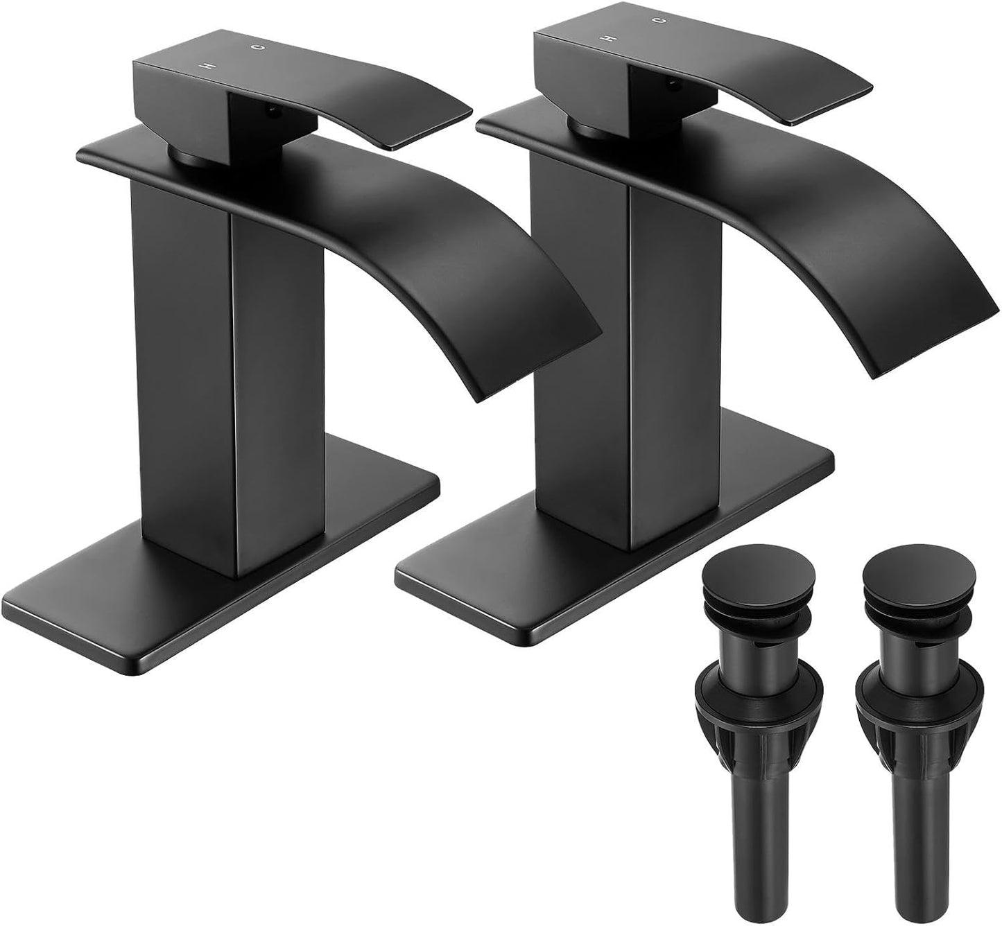 Fransiton Black Waterfall Bathroom Faucet for Modern Sinks