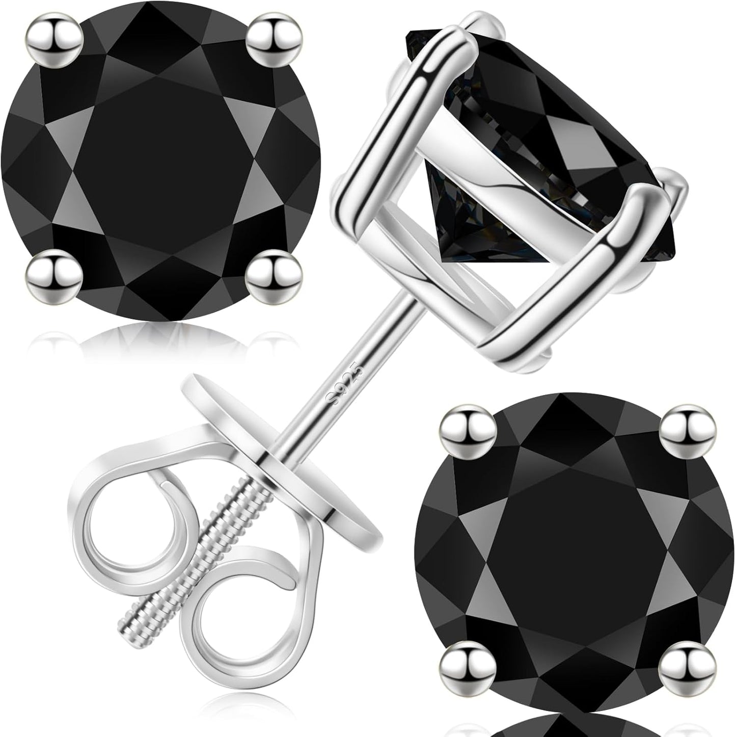 Moissanite Stud Earrings with Screw Back in 18K Gold Plated