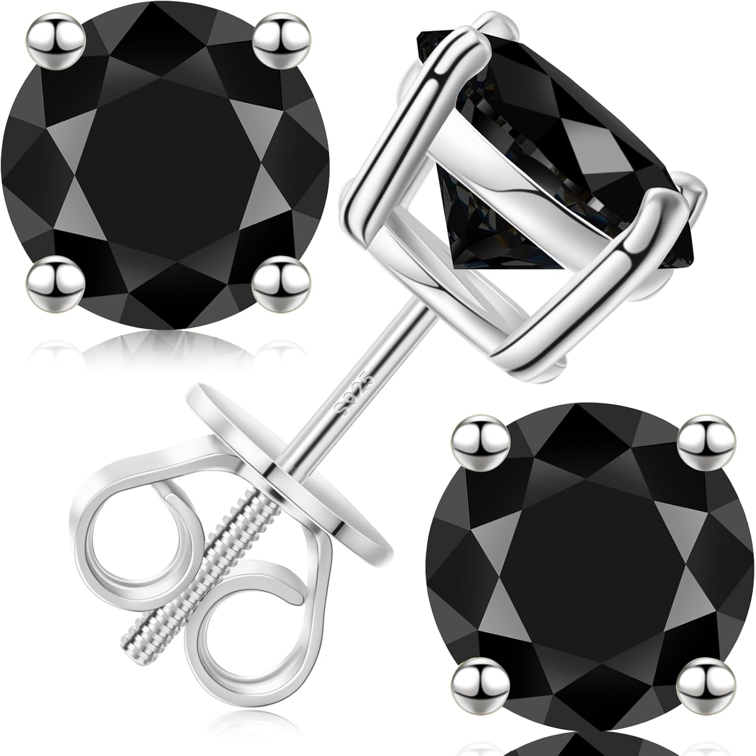 Moissanite Stud Earrings with Screw Back in 18K Gold Plated