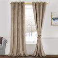 Taupe Velvet Curtains 96 in - Thermal Insulated Room Darkening Panels