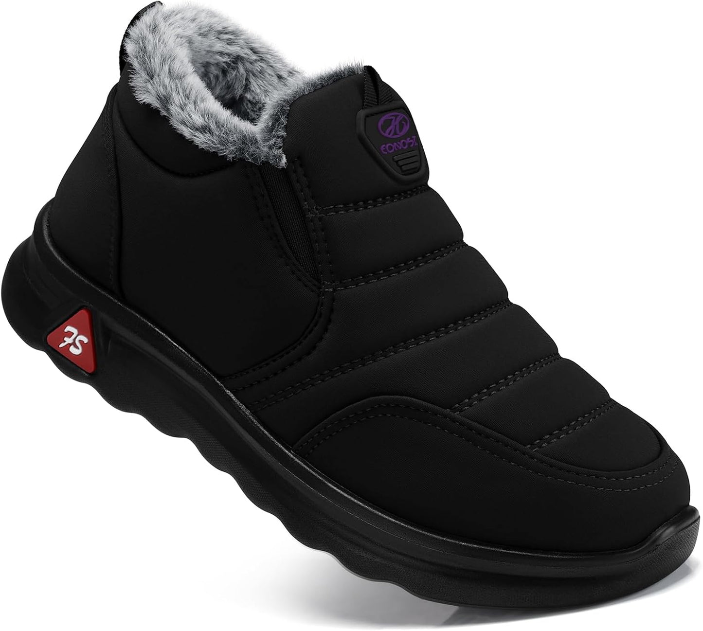 Warm Fur Lined Slip on Ankle Snow Boots for Women Outdoor
