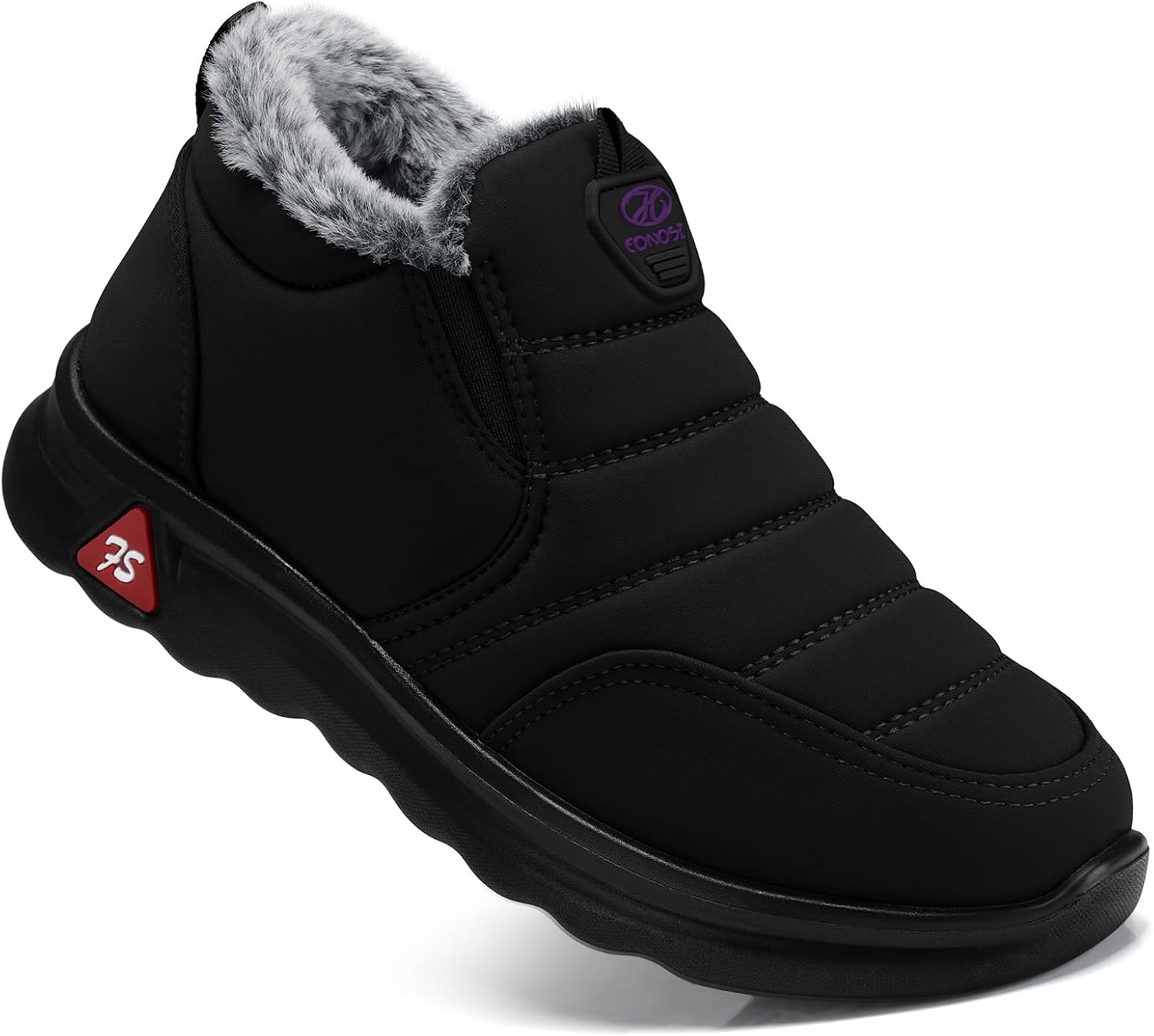 Warm Fur Lined Slip on Ankle Snow Boots for Women Outdoor