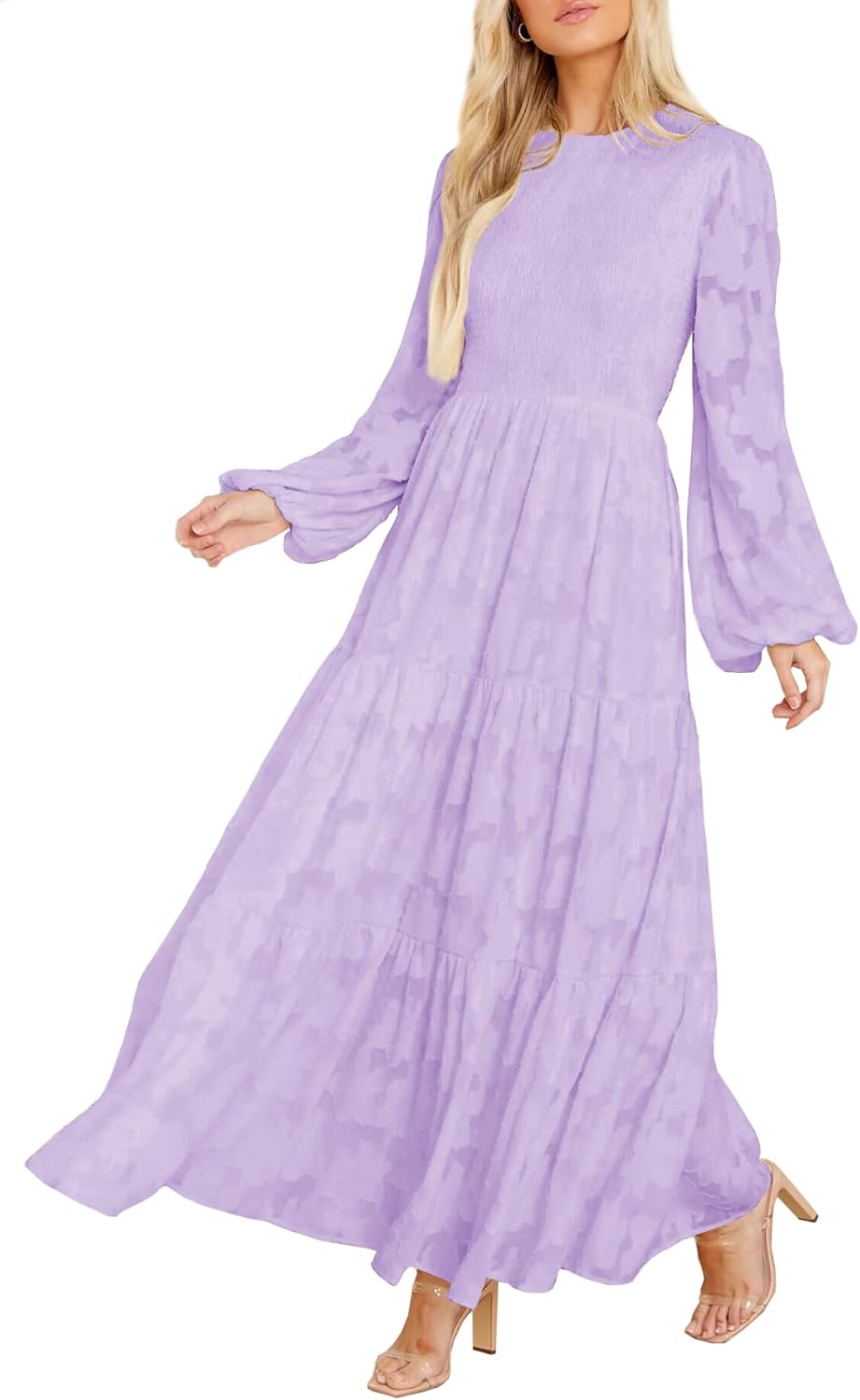Elegant Floral Long Sleeve Maxi Dress with Pockets for Women