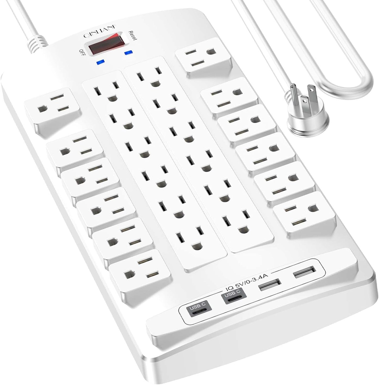 QINLIANF Surge Protector Power Strip with 24 Outlets & USB Ports