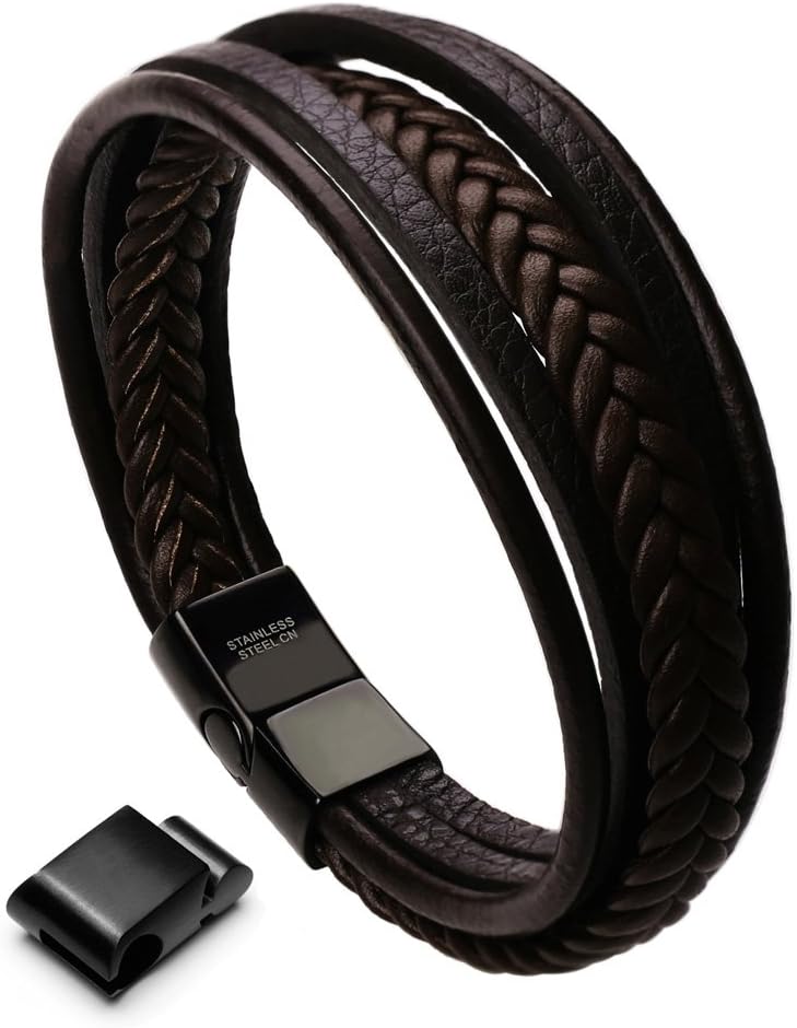 murtoo Men's Multi-Layer Leather Bracelet - Stylish Clasp for Effortless Wear!