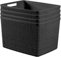 Curver Jute Large Decorative Plastic Storage Baskets - Pack of 4