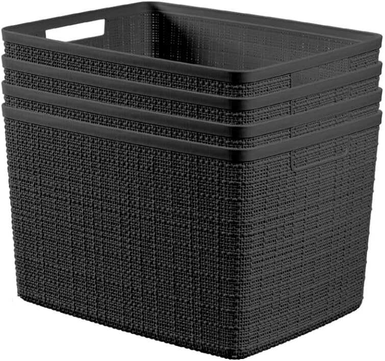 Curver Jute Large Decorative Baskets for Home and Office Storage