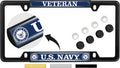 United States Navy Veteran Thin Top Metal License Plate Frame