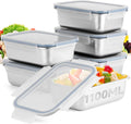 6-Piece 304 Stainless Steel Food Storage Containers with Lids