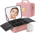 Travel Makeup Bag with LED Lighted Mirror - Portable Lighted Case
