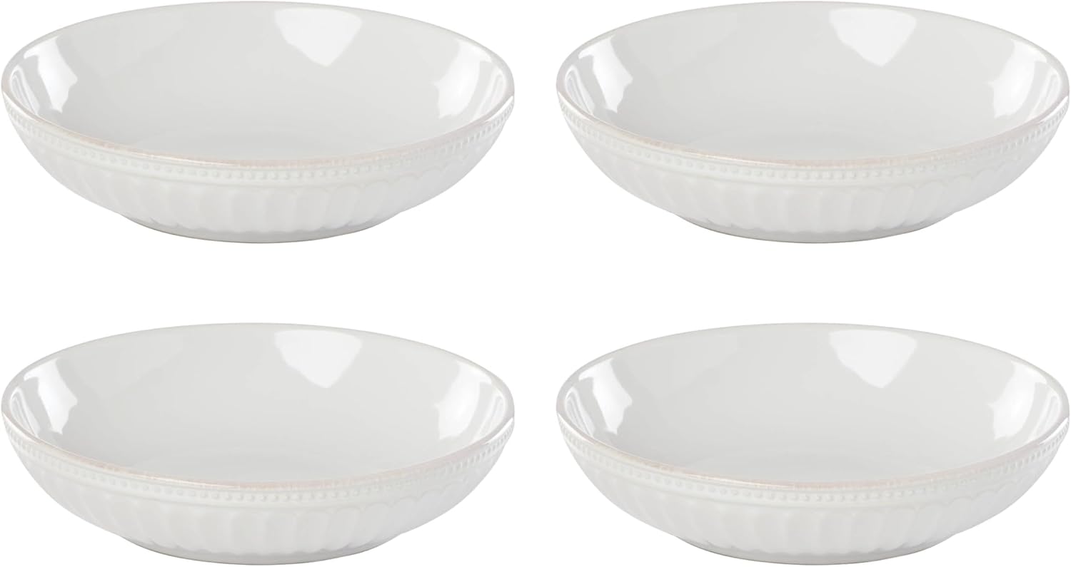 Lenox French Perle Groove Pasta Bowls Set of 4 for Dining