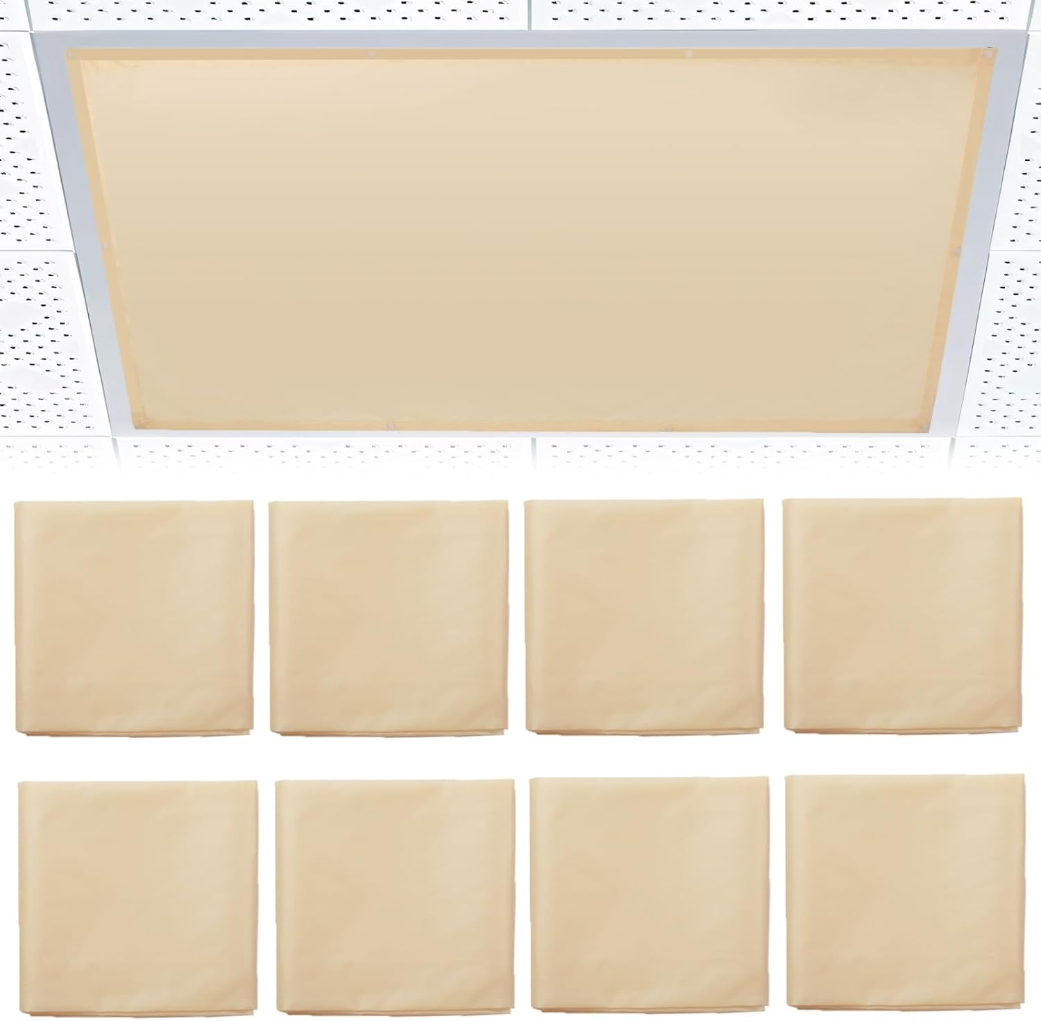 8 Pcs Fluorescent Light Covers for Ceiling Lights - Warm Yellow
