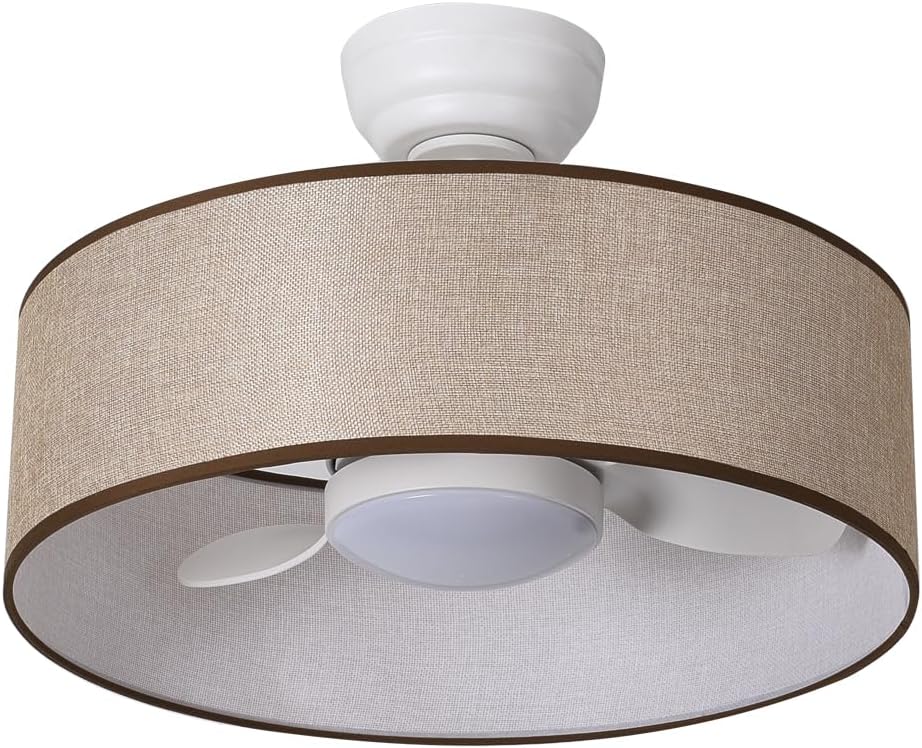 LED 20 Smart Linen Fabric Drum Ceiling Fan with Light Remote