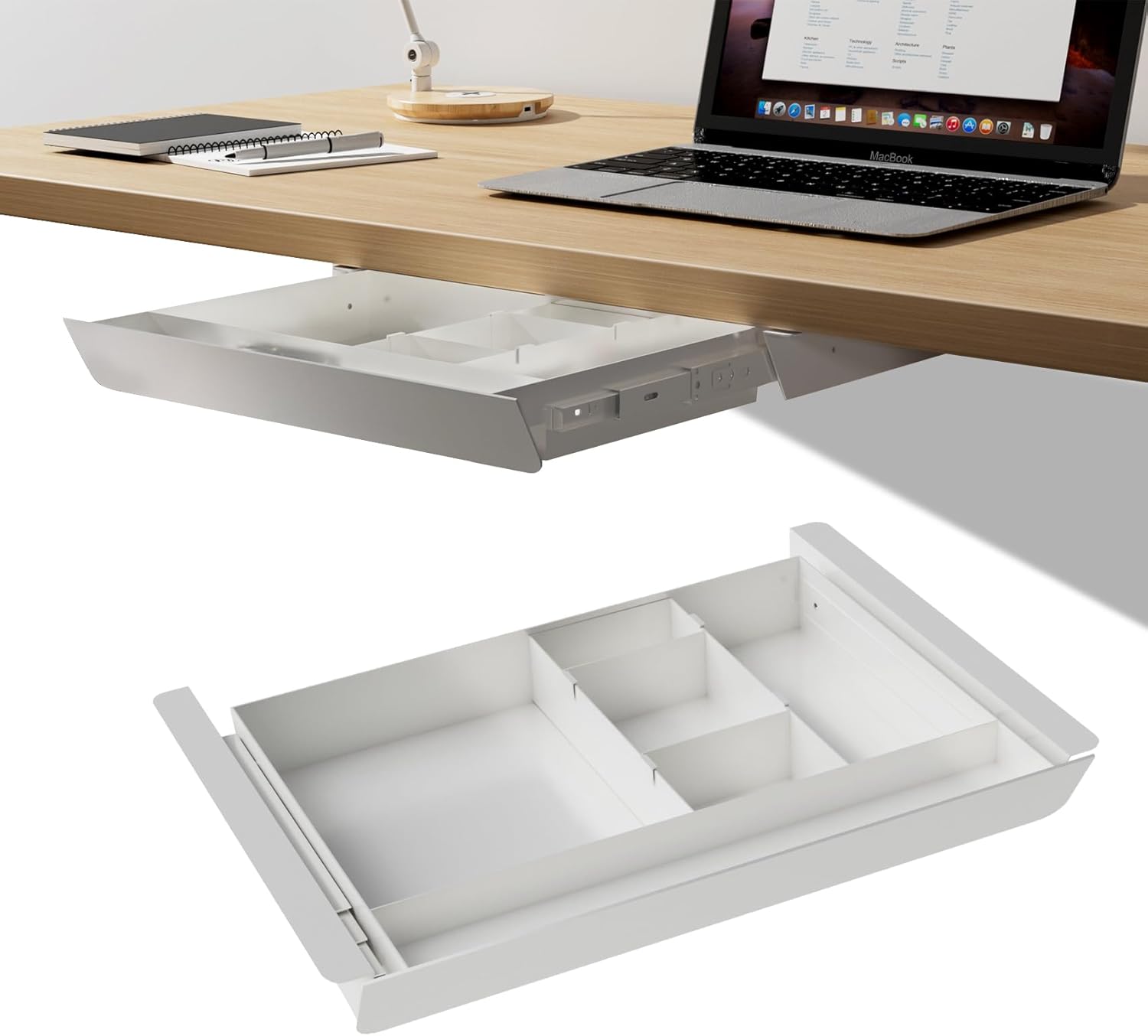 Organize with Ease: Gaxomo White Sliding Drawer for Sit Stand Desk