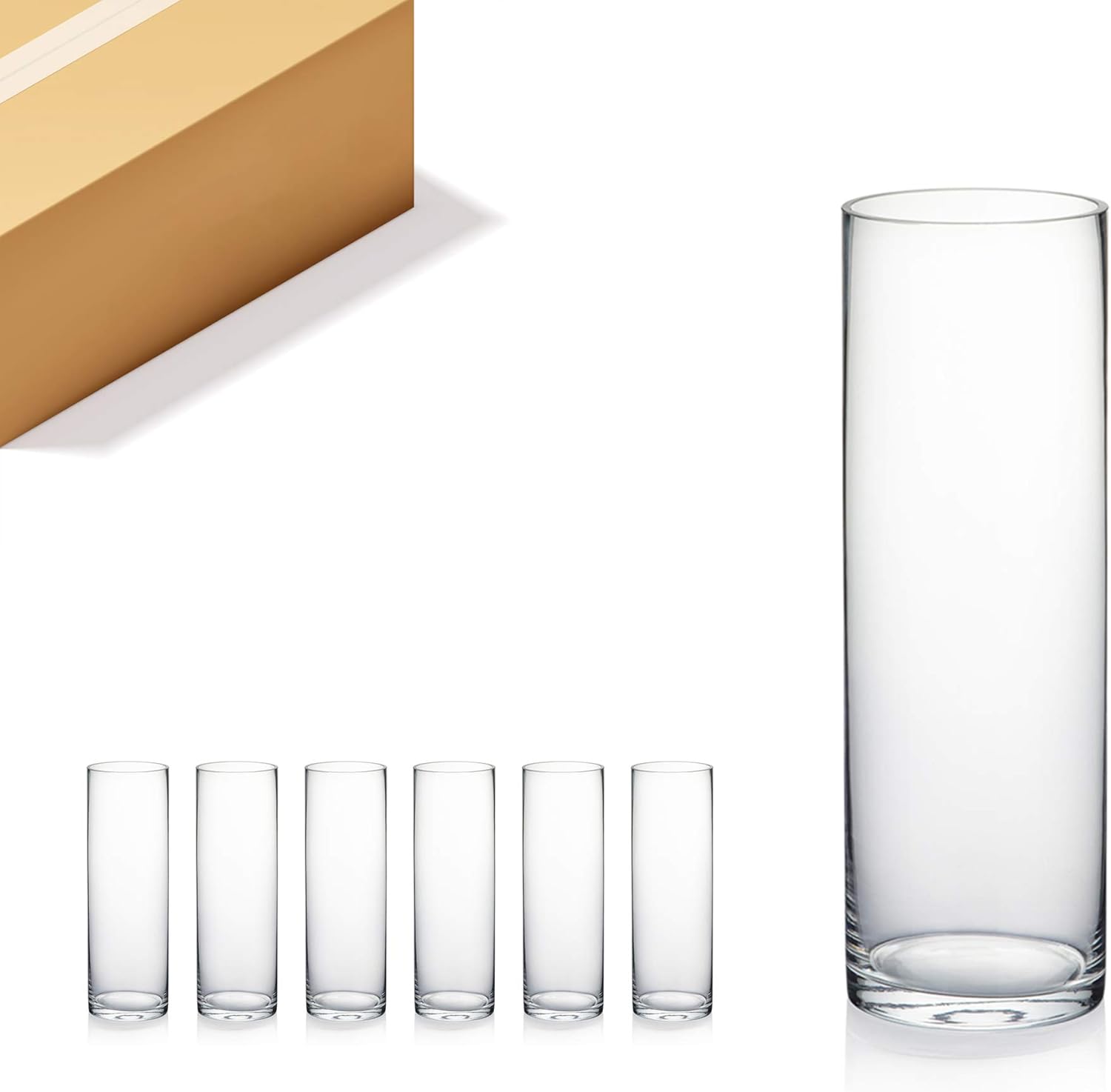 Quality Thick Weighted Clear Cylinder Glass Vases for Decor