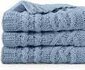 Bluish Grey Chenille Throw Blanket 51in x 67in - Soft Cozy Knit