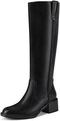 Knee High Boots for Women Chunky Heel Round Toe - Comfortable All-Day