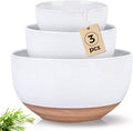 Ceramic Mixing Bowls Set of 3 - Nesting Stoneware for Cooking