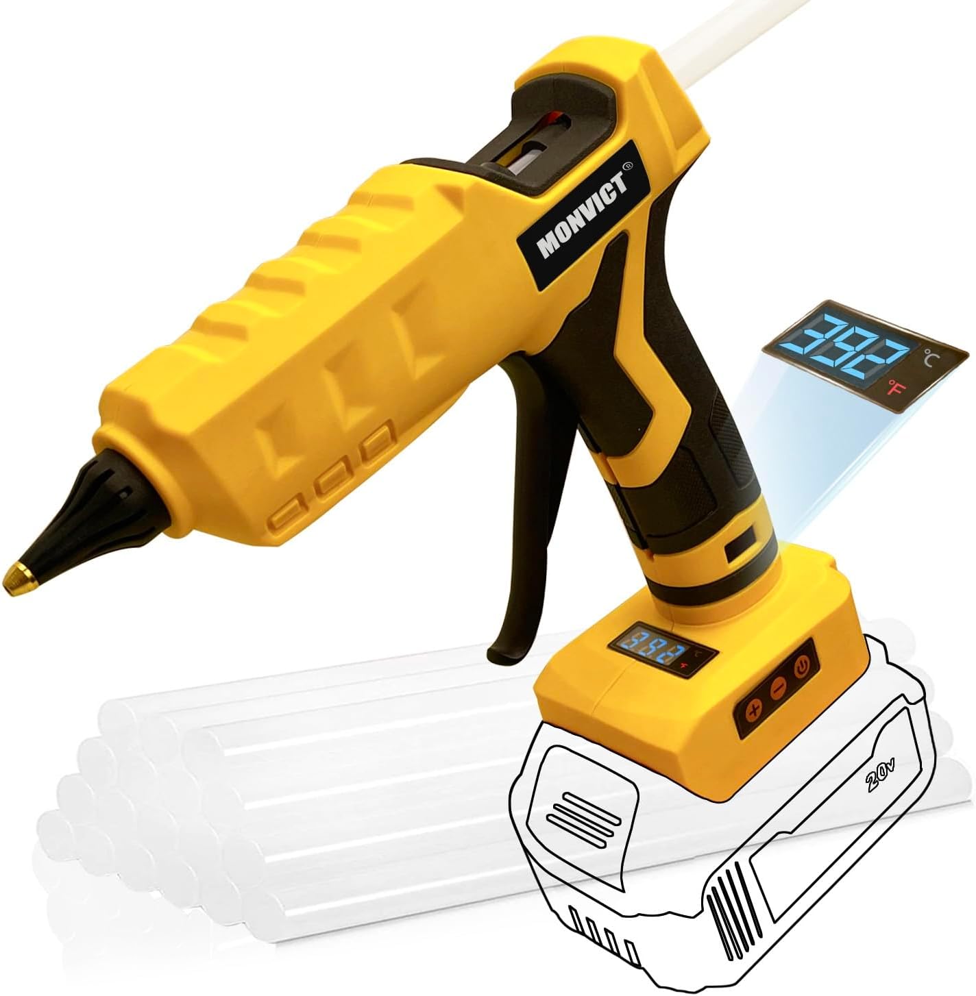 MONVICT Cordless Glue Gun for DeWalt 20V Battery Users