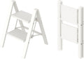 2 Step Aluminum Step Ladder 330lb Capacity - White Folding Stool