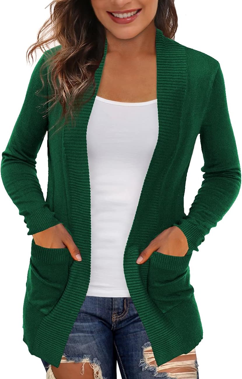 Lightweight Open Front Cardigans for Women with Pockets