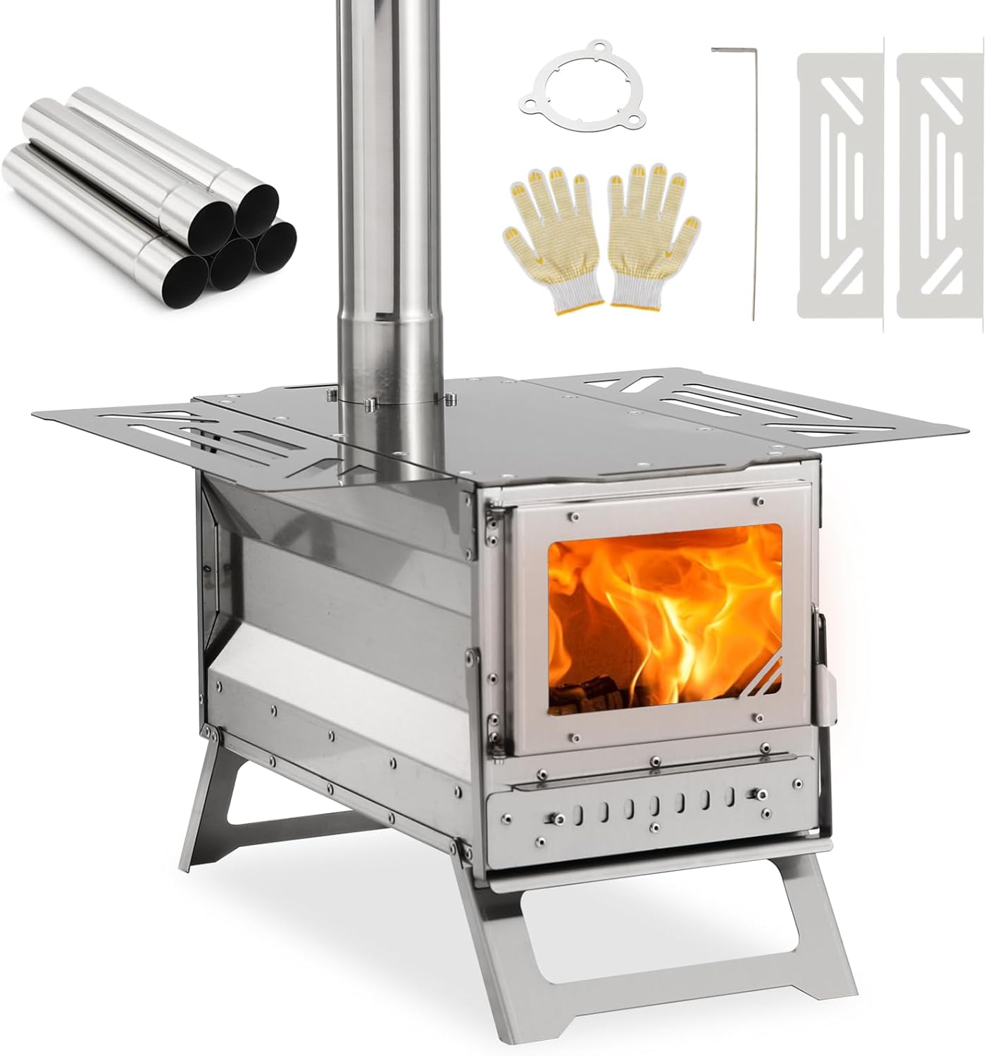 Portable Stainless Steel Tent Stove - Heat & Cook Anywhere!
