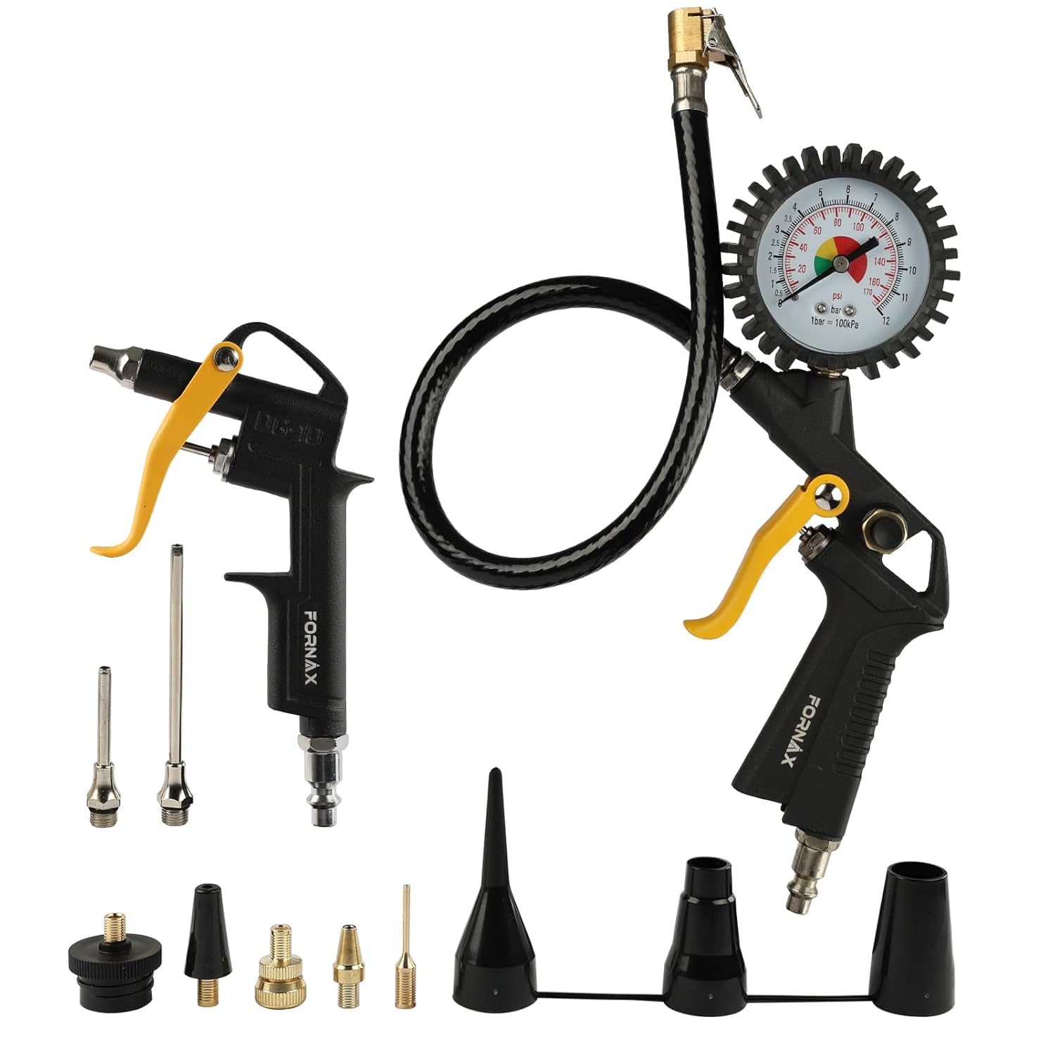 FORNAX Tire Inflator Gauge Set - Fast Pressure Control