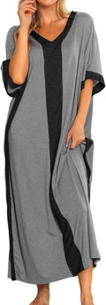 Women Nightgowns Cotton Caftan House Dress Short Sleeve - Soft Comfort