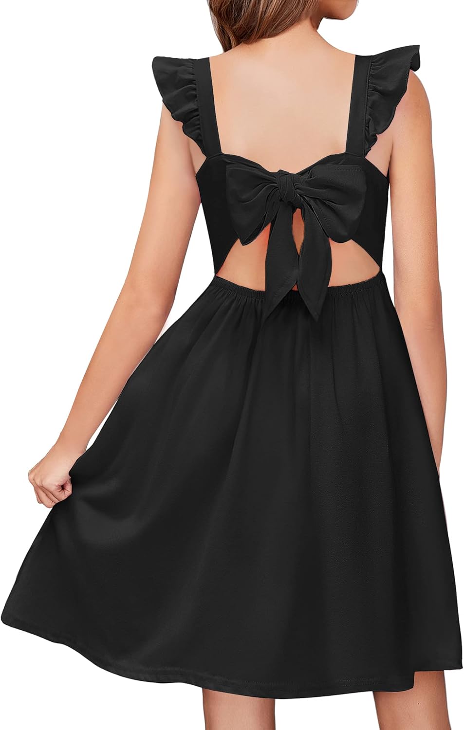 Arshiner Girls Summer Dresses with Ruffle Sleeves and Pockets